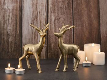 Figurine déco cerf VE 8x 2 pièces décoration de table figurine animale décoration de Noël en métal argenté ou doré 16