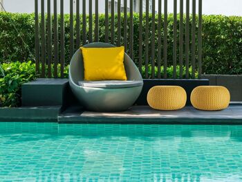 Pouf PREMIUM ø45cm tabouret pouf tricoté terrasse intérieure piscine jardin durable 27
