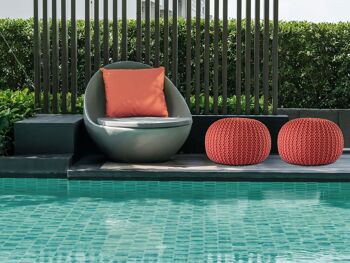 Pouf PREMIUM ø45cm tabouret pouf tricoté terrasse intérieure piscine jardin durable 35