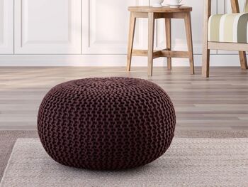 Pouf PREMIUM ø45cm tabouret pouf tricoté terrasse intérieure piscine jardin durable 54