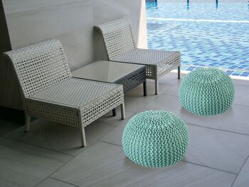 Pouf PREMIUM ø45cm tabouret pouf tricoté terrasse intérieure piscine jardin durable 85