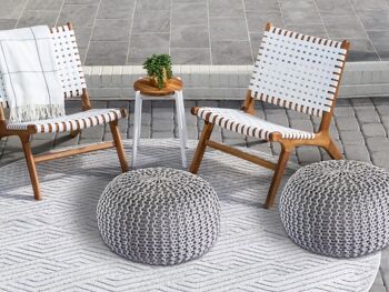 Pouf PREMIUM ø45cm tabouret pouf tricoté terrasse intérieure piscine jardin durable 96