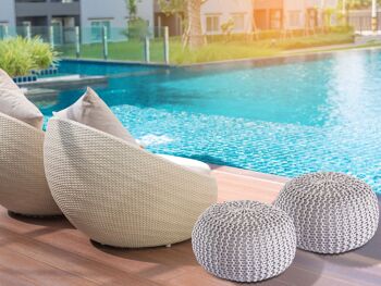 Pouf PREMIUM ø45cm tabouret pouf tricoté terrasse intérieure piscine jardin durable 101