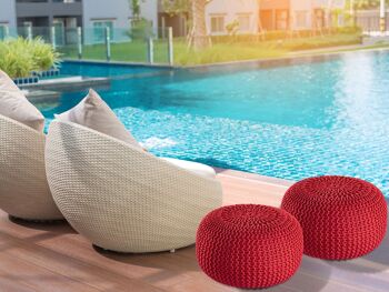 Pouf PREMIUM ø45cm tabouret pouf tricoté terrasse intérieure piscine jardin durable 109