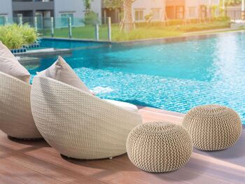 Pouf PREMIUM ø45cm tabouret pouf tricoté terrasse intérieure piscine jardin durable 117