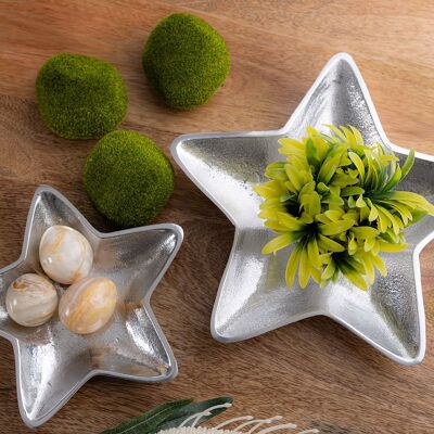 Bols décoratifs étoile lot de 2 Starlight or ou argent décoration de Noël aluminium