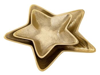 Bols décoratifs étoile lot de 2 Starlight or ou argent décoration de Noël aluminium 11