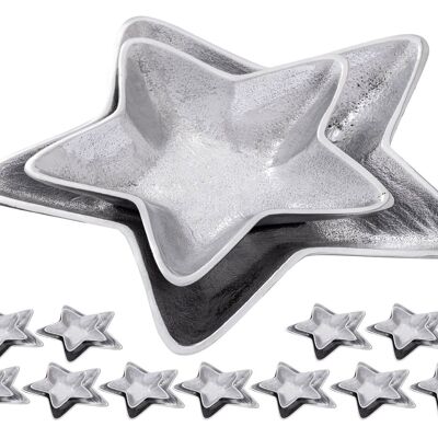 Cuencos decorativos estrella 12x juego de 2 Masterbox Starlight decoración navideña dorada o plateada aluminio