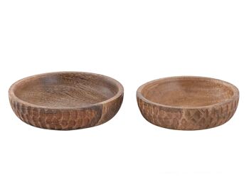 Bol en bois lot de 2 ø15/17cm H4cm bol décoratif Tik & Tok rond en bois de manguier 2