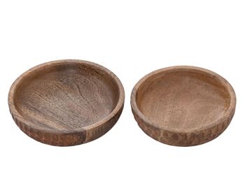 Bol en bois lot de 2 ø15/17cm H4cm bol décoratif Tik & Tok rond en bois de manguier 3