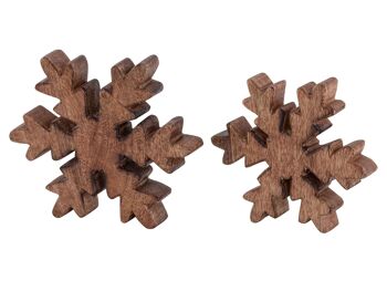 Figurines en bois flocon de neige lot de 2 figurines décoratives 18x18cm décoration de Noël 3