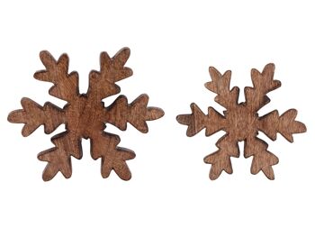 Figurines en bois flocon de neige lot de 2 figurines décoratives 18x18cm décoration de Noël 4