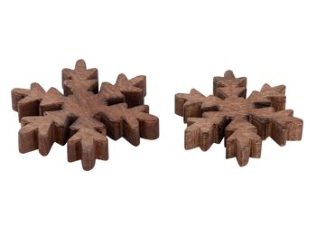 Figurines en bois flocon de neige lot de 2 figurines décoratives 18x18cm décoration de Noël 5