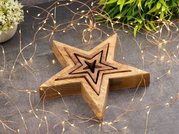 Figurines étoiles décoratives lot de 3 figurines en bois 26/17/10 cm décoration de Noël en bois de manguier 1