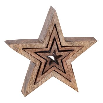 Figurines étoiles décoratives lot de 3 figurines en bois 26/17/10 cm décoration de Noël en bois de manguier 5