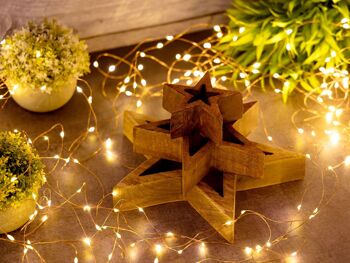 Figurines étoiles décoratives lot de 3 figurines en bois 26/17/10 cm décoration de Noël en bois de manguier 8