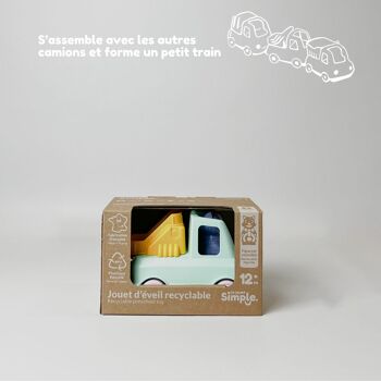 Jouet véhicule, Camion Pompier avec figurine, Made in France en plastique recyclé, Cadeau 1-5 ans, Pâques, Turquoise 2