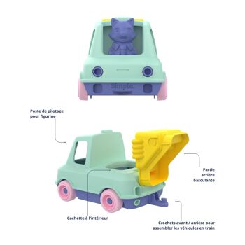 Jouet véhicule, Camion Pompier avec figurine, Made in France en plastique recyclé, Cadeau 1-5 ans, Pâques, Turquoise 5
