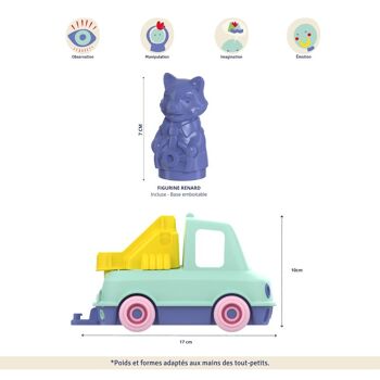 Jouet véhicule, Camion Pompier avec figurine, Made in France en plastique recyclé, Cadeau 1-5 ans, Pâques, Turquoise 6