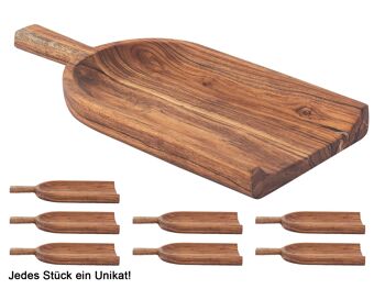 Pelle en bois pelle décorative 45x20cm Masterbox Bol en bois 8 pièces acacia massif 1