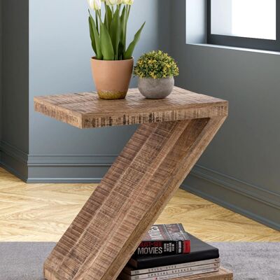 Beistelltisch Holz Z Form 42x50x31cm Zoro Sofatisch Blumentisch nachhaltig Mango Altholz