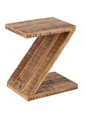 Table d'appoint en bois forme Z 42x50x31cm Zoro table de canapé table à fleurs manguier durable bois de récupération 3