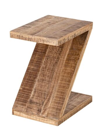 Table d'appoint en bois forme Z 42x50x31cm Zoro table de canapé table à fleurs manguier durable bois de récupération 5