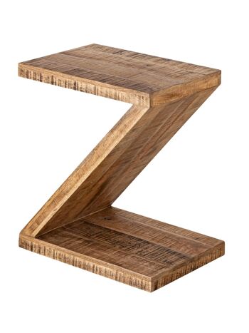 Table d'appoint en bois forme Z 42x50x31cm Zoro table de canapé table à fleurs manguier durable bois de récupération 6
