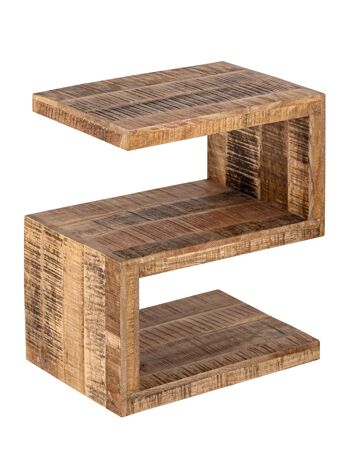Table d'appoint en bois forme S 42x50x31cm Table de canapé colonne de fleurs Sissi bois de récupération de manguier durable 3
