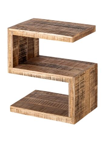 Table d'appoint en bois forme S 42x50x31cm Table de canapé colonne de fleurs Sissi bois de récupération de manguier durable 4