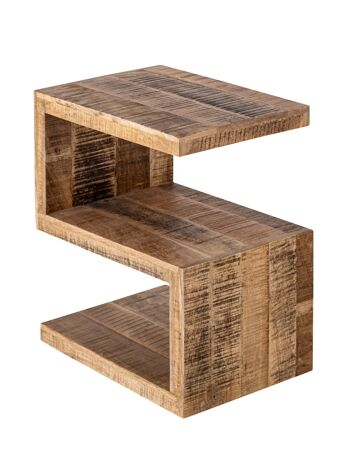 Table d'appoint en bois forme S 42x50x31cm Table de canapé colonne de fleurs Sissi bois de récupération de manguier durable 6