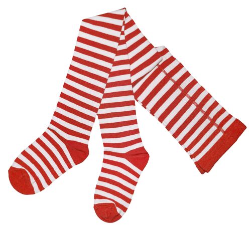 Knitted Cotton Tights for Women >> Carnival Stripes << Red & White