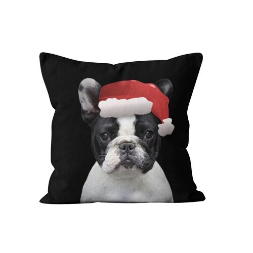 Coussin déco Noel chien velours 40x40cm