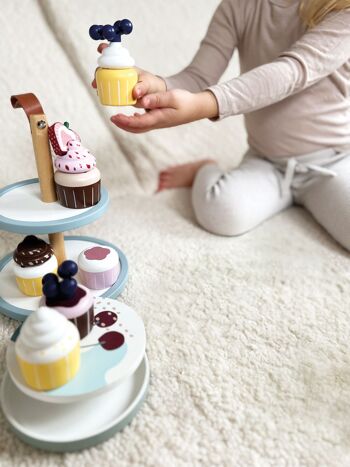 Présentoir à cupcakes « savoureux » | jouet de rôle | Bois 11