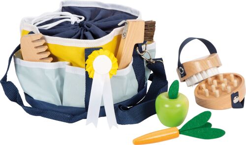 Spielzeug Pferdepflege-Set mit Tasche | Rollenspielzeug | Holz