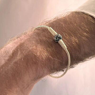 BLACK KNOT BRACELET - SILVER AND OXIDIZED SILVER - HANDMADE - MEN & WOMEN