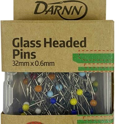 GLASS HEADED PINS (15GRAMS), Dress Making Straight Pins, Multi Colour Head Pins, Long Glass Head Pins with Sharp Point