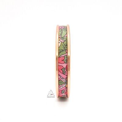 Bracelet fin en Liberty - Strawberry rose et vert