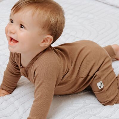 Toffee Ribbed Bamboo Zippy Romper