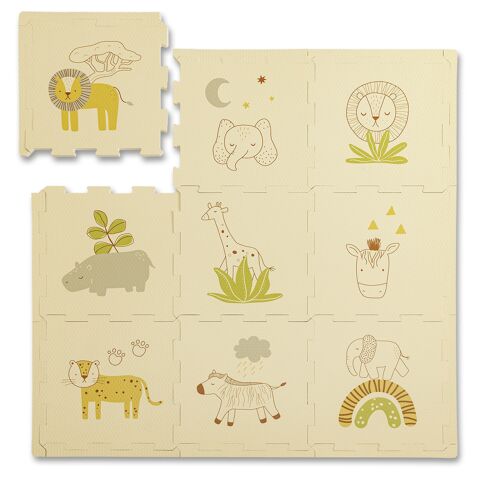 Hakuna Matte Puzzlematte für Baby «Safari Tiere» 0,9 x 0,9 m