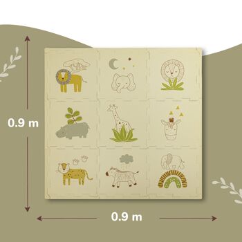 Tapis puzzle Hakuna Mat pour bébé «Animaux Safari» 0.9x0.9 m 2