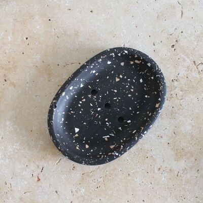 Black terrazzo soap dish - Jesmonite