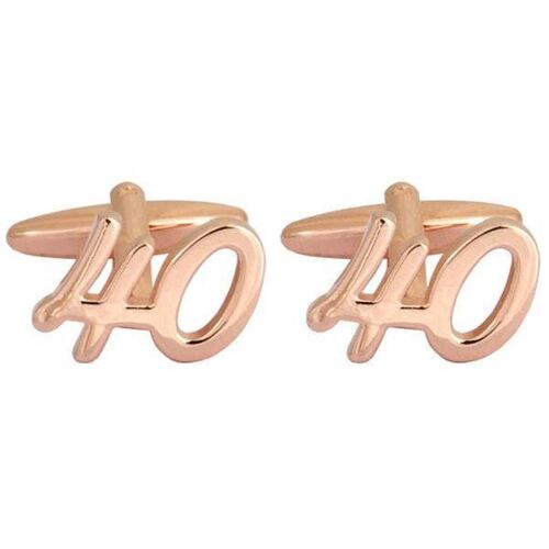 '40' Celebration Rose Gold Plated Cufflinks