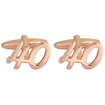 '40' Celebration Rose Gold Plated Cufflinks