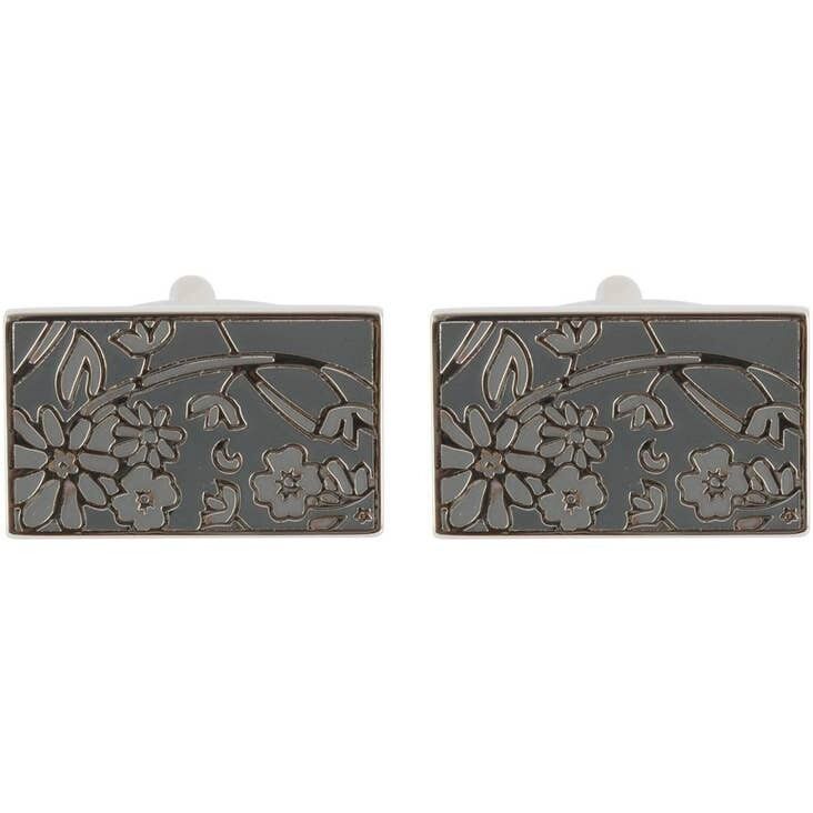 Boutons de manchette floraux gris 2 tons