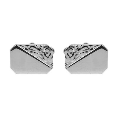 Gemelli rettangolari in argento sterling 925 con design inciso