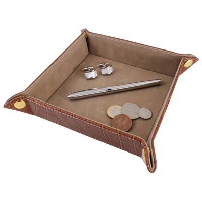 Accessory Valet Tray - Brown Crock Leatherette