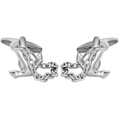 Anchor & Chain Rhodium Plated Cufflinks