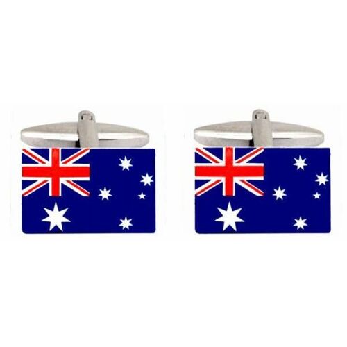 Australian Flag Rhodium Plated Cufflinks
