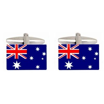 Gemelli con bandiera australiana placcati in rodio